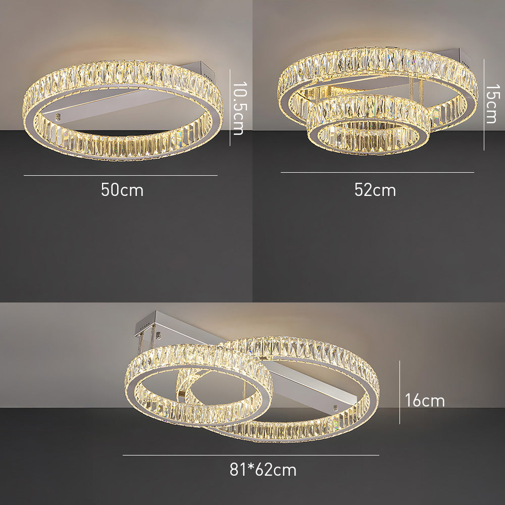Modern Luxury Stainless Steel K9 Crystal Round Ceiling Lights for Living Room