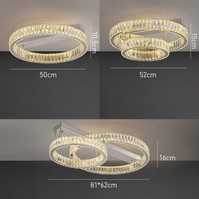 Modern Luxury Stainless Steel K9 Crystal Round Ceiling Lights for Living Room