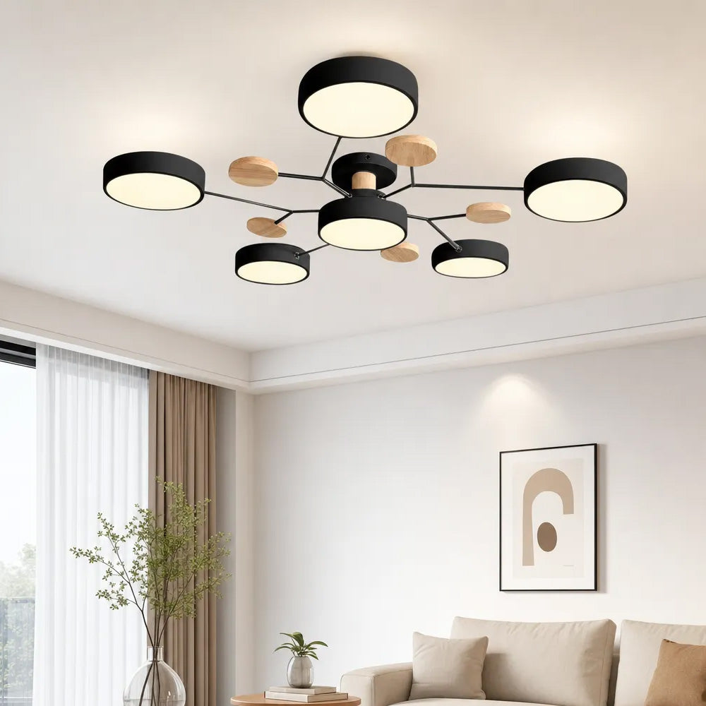 Aria Nordic Wood Flush Mount Ceiling Light