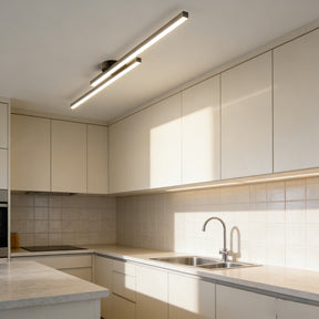Modern Black Long Strip Semi Flush Mount LED Ceiling Light