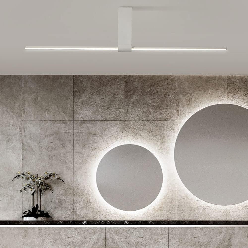 Modern Minimalist Aluminium LED Linear Semi Flush Mount Ceiling Light for Living Room Bedroom Hallway