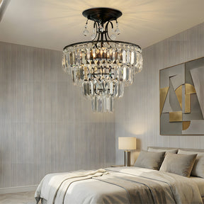 Crystal Silver/Black Semi Flush Mount Ceiling Light for Living Room Bedroom Hallway