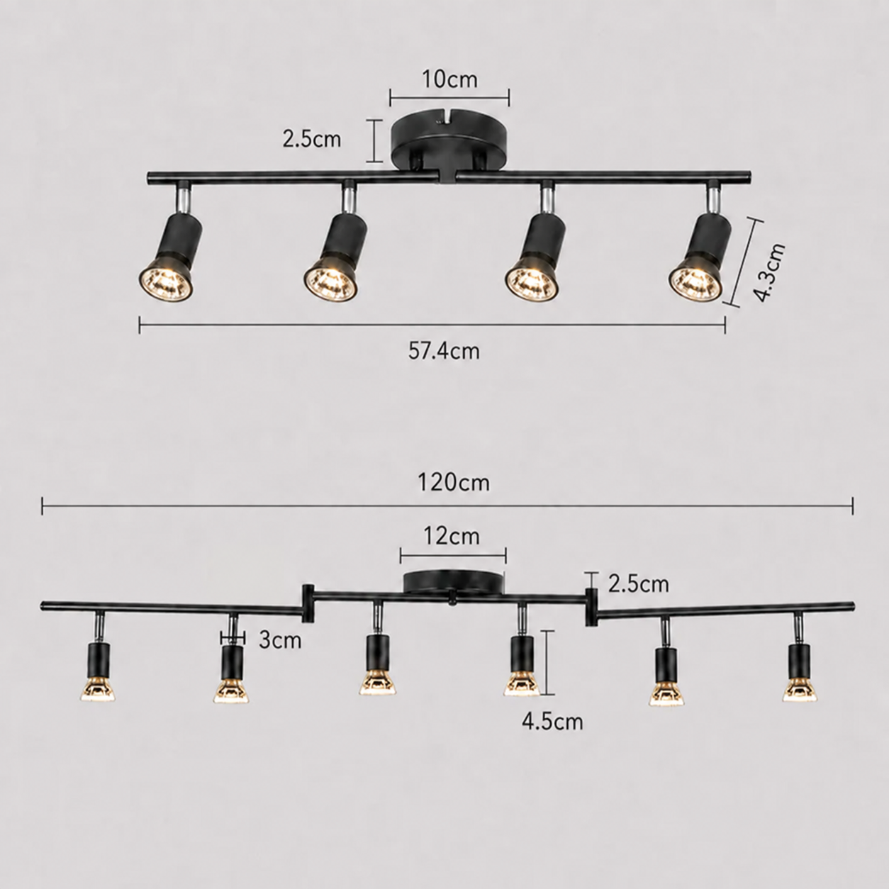 Modern Iron Multi-Head Track Ceiling Light  for Kitchen Bedroom