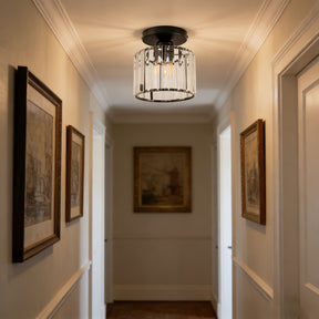 Hallway Crystal Semi-flush Mount Ceiling Lights in Black