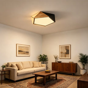 LED Dimmable Wooden Acrylic Geometric Flush Mount Ceiling Lights For Living Room