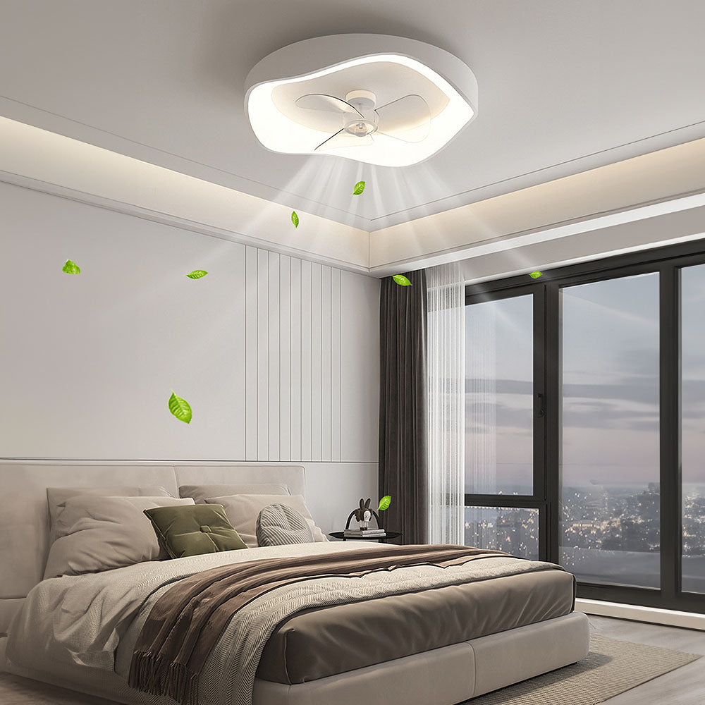 Modern Minimalism Iron White Design Ceiling Fan With Light