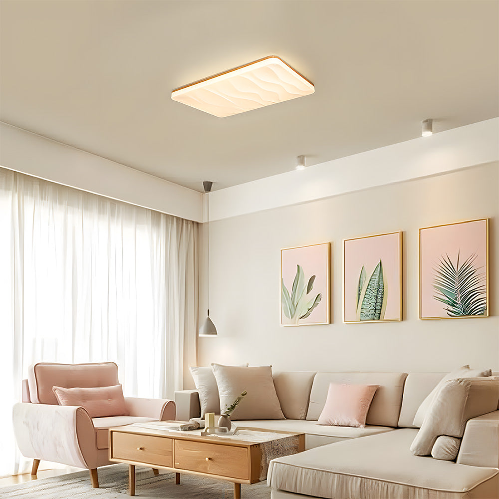 Retro Minimal Decor Wood Living Room LED Ceiling Light