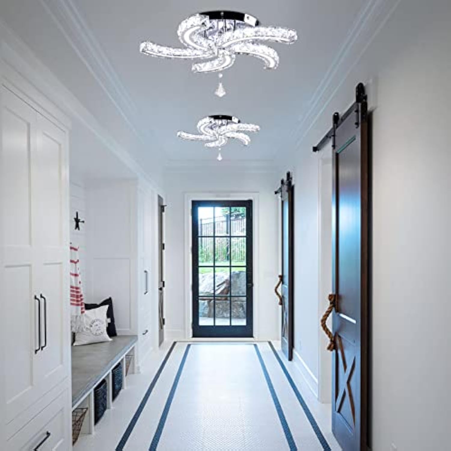 Crystal LED Ceiling Light 5 Arms Flush Mount Ceiling Light