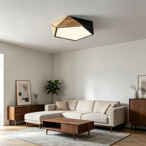LED Dimmable Wooden Acrylic Geometric Flush Mount Ceiling Lights For Living Room