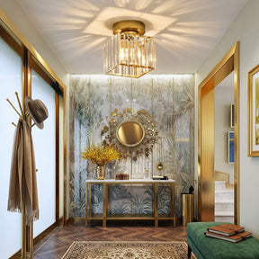 Luna Crystal Square Semi Flush Ceiling Light