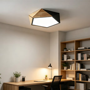 LED Dimmable Wooden Acrylic Geometric Flush Mount Ceiling Lights For Living Room