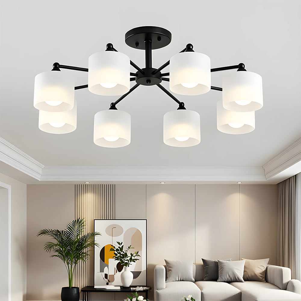Industrial Semi Flush Frosted Glass Ceiling Lights for Dininng Room