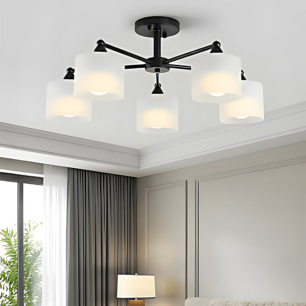 Industrial Semi Flush Frosted Glass Ceiling Lights for Dininng Room