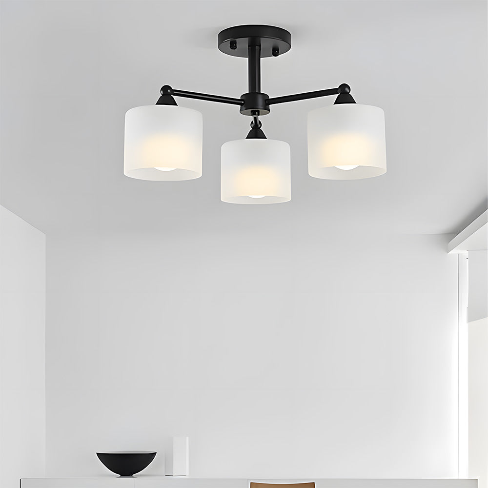 Industrial Semi Flush Frosted Glass Ceiling Lights for Dininng Room