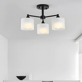 Industrial Semi Flush Frosted Glass Ceiling Lights for Dininng Room
