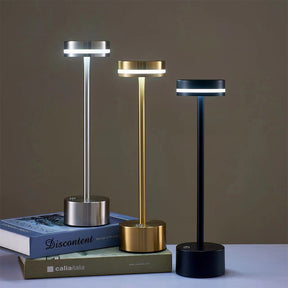 Modern I-Shaped Metal Rechargeable Dimmable Touch Table Lamp for Bedroom Tea Room