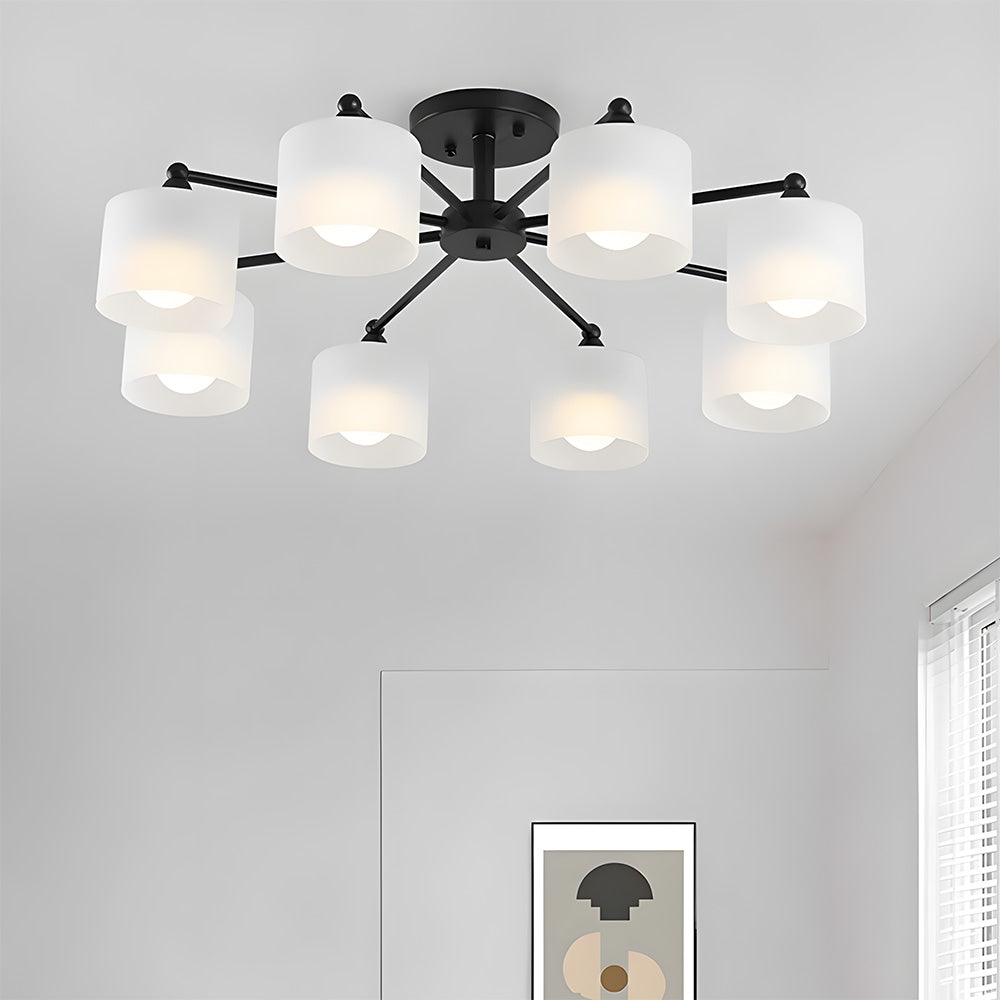Industrial Semi Flush Frosted Glass Ceiling Lights for Dininng Room