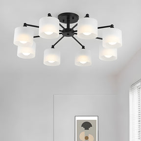 Industrial Semi Flush Frosted Glass Ceiling Lights for Dininng Room