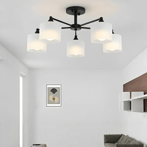 Industrial Semi Flush Frosted Glass Ceiling Lights for Dininng Room