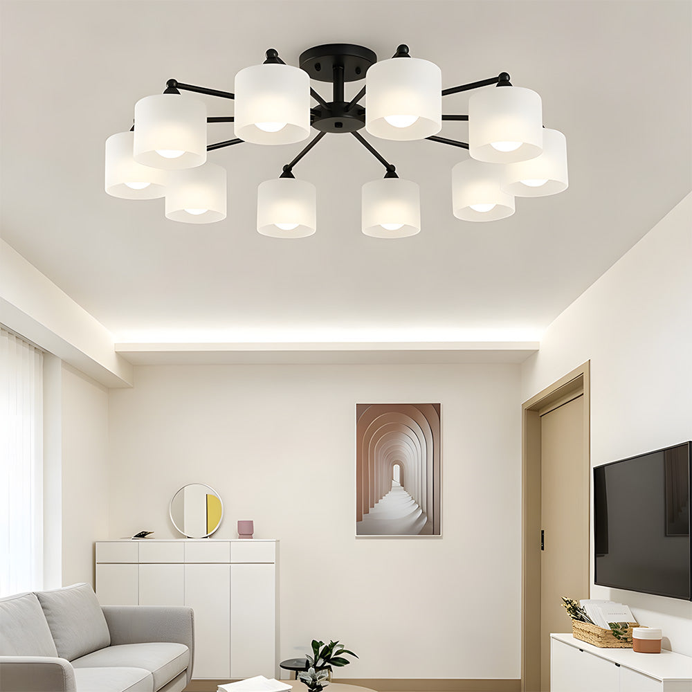 Industrial Semi Flush Frosted Glass Ceiling Lights for Dininng Room