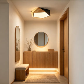 LED Dimmable Wooden Acrylic Geometric Flush Mount Ceiling Lights For Living Room