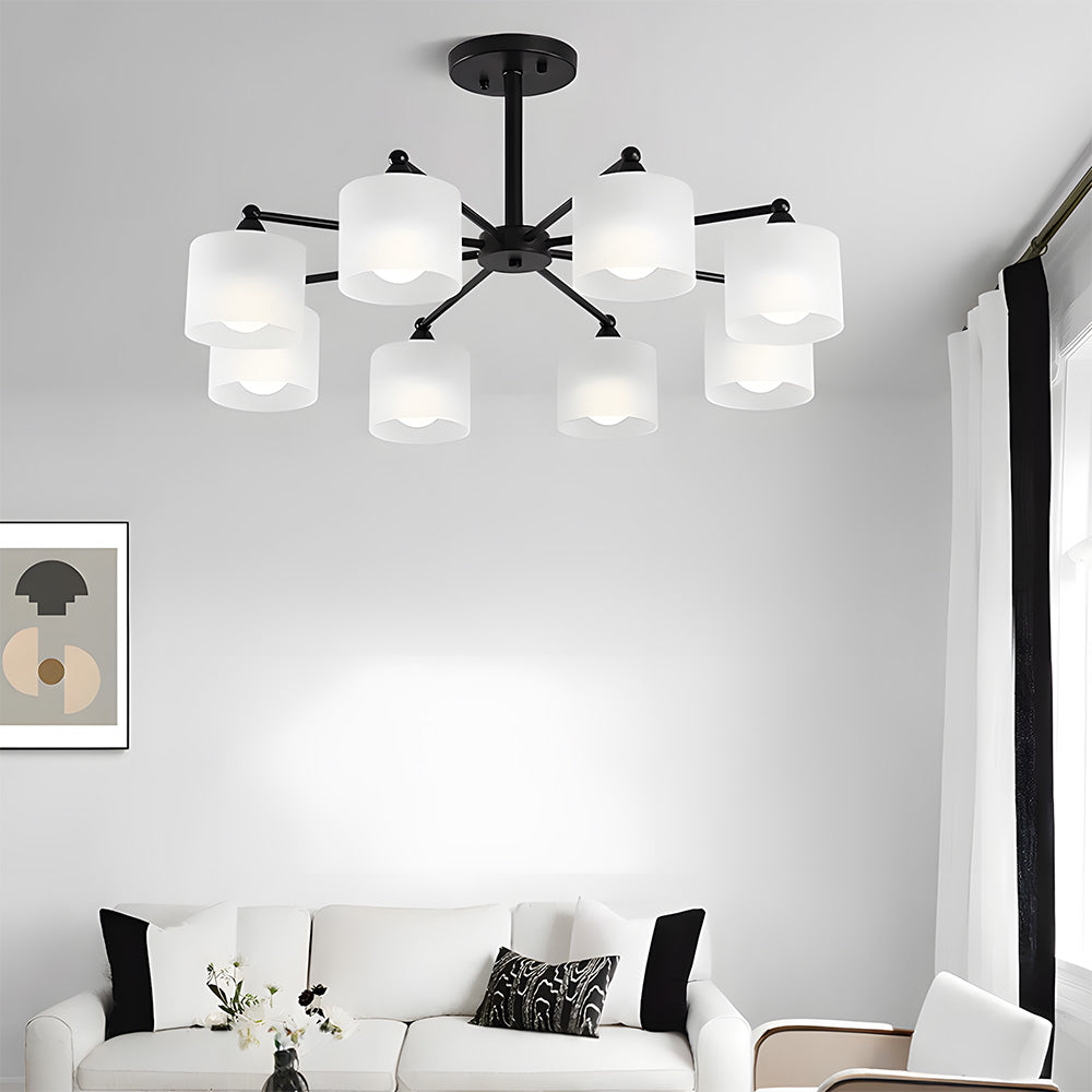 Industrial Semi Flush Frosted Glass Ceiling Lights for Dininng Room