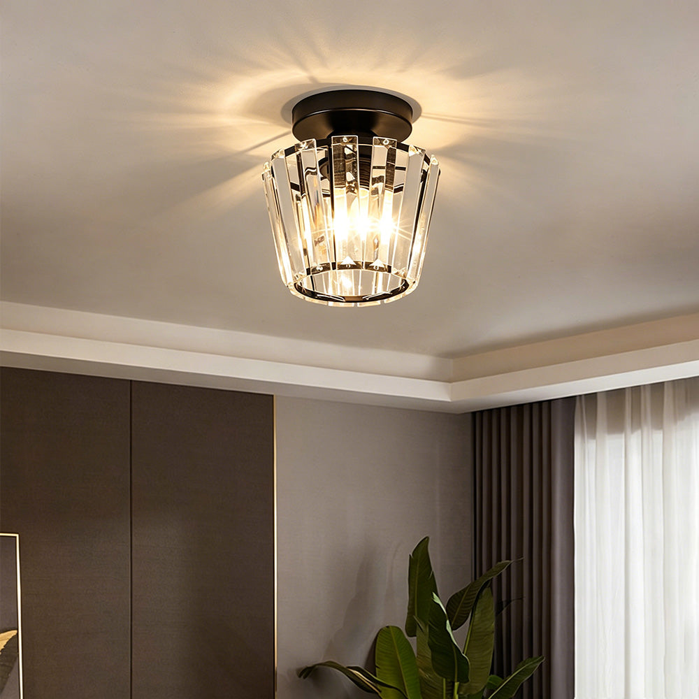 Modern Crystal Flush Mount Light Luxury Prism Ceiling Lamp for Hallway