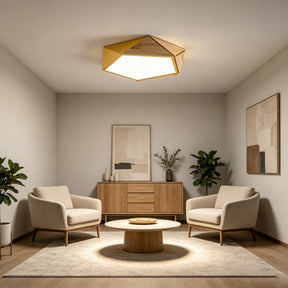 LED Dimmable Wooden Acrylic Geometric Flush Mount Ceiling Lights For Living Room