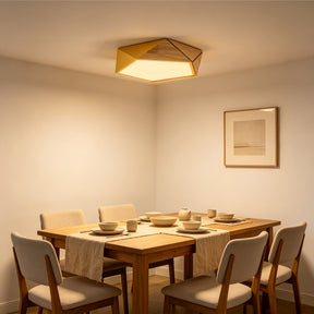 LED Dimmable Wooden Acrylic Geometric Flush Mount Ceiling Lights For Living Room