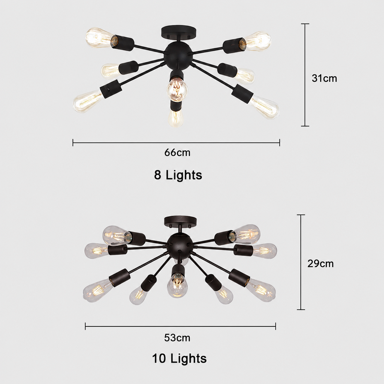 Semi Flush Sputnik Matte Ceiling Light for Dining Room Kitchen