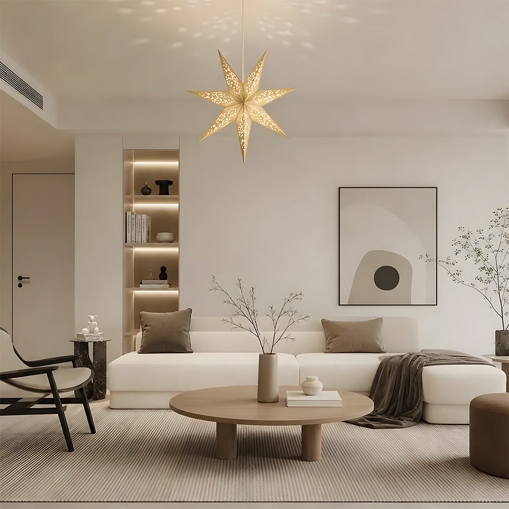 Nordic 7-points Paper Star Pendant Lights for Christmas Decoration