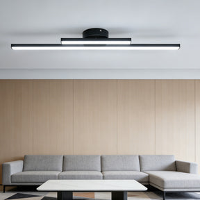 Modern Black Long Strip Semi Flush Mount LED Ceiling Light