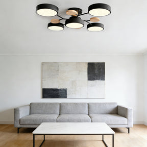 Contemporary Modern Round Black Semi Flush Ceiling Lights