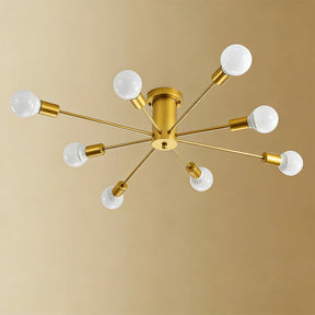 Simple Gold Iron Semi Flush Chandelier For Bedroom