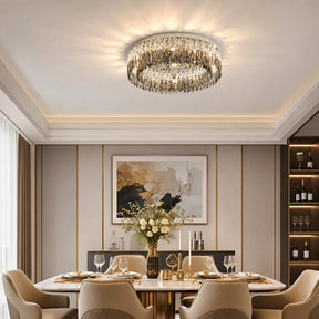 Contemporary Crystal Silver Ring Flush Mount Ceiling Light for Living Room