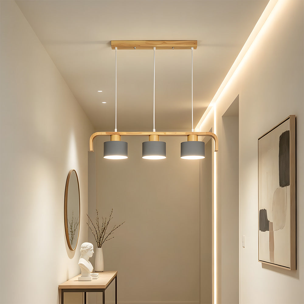 Modern Iron Wooden Pendant Lights for Kitchen Island Dining Room