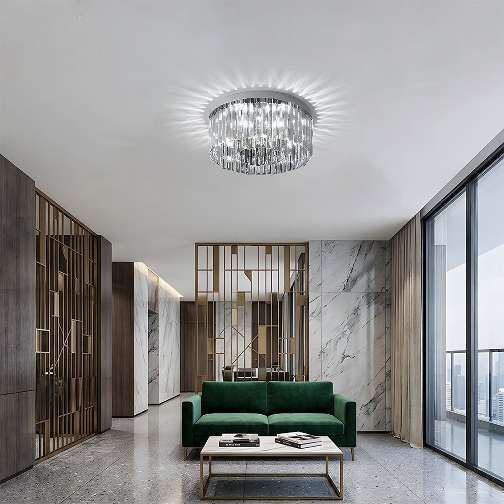 Luxury Crystal Round Flush Mount LED Ceiling Lights for Living Room
