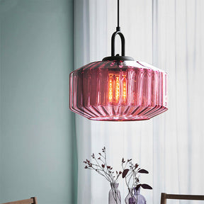 Vintage Striped Glass Pendant Light