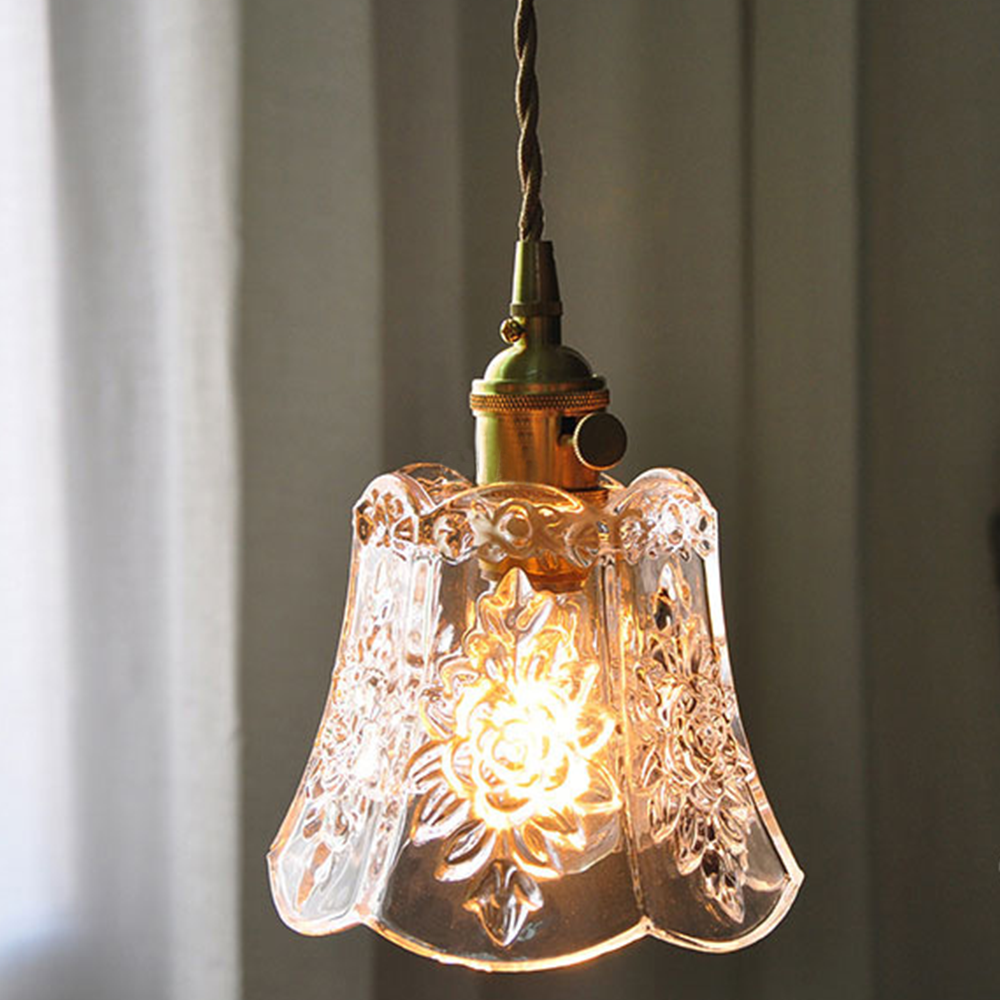 Flower Glass Clear Dining Room Pendant Light