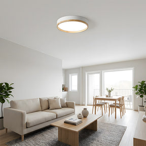 Contemporary Round Flush Mount Wooden Acrylic LED Ceiling Lights for Dining Room