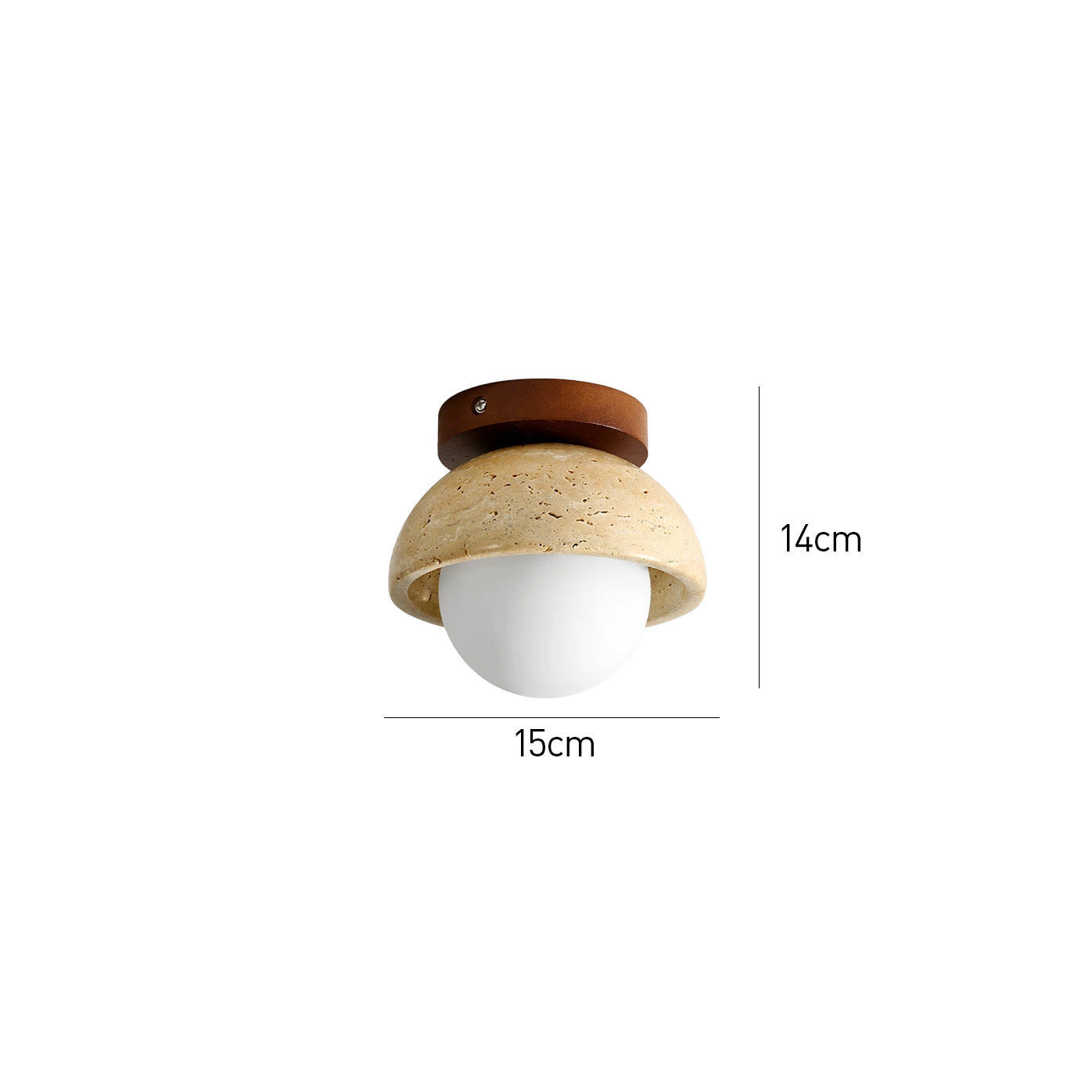 Nordic Style Travertine Stone & Walnut Wood Ceiling Light For Hallway