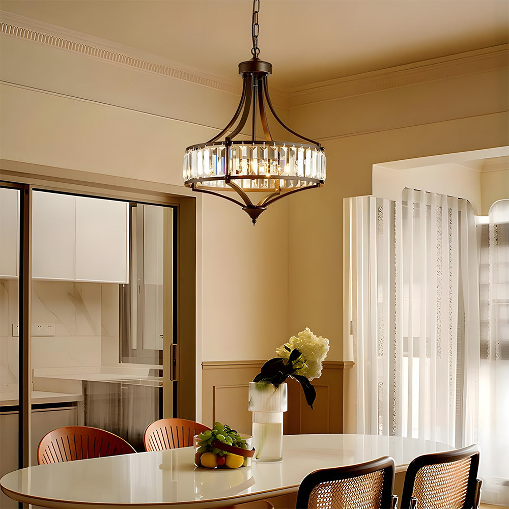 Modern Iron Crystal Large Ceiling Pendant Lights for Entryway Dining Room