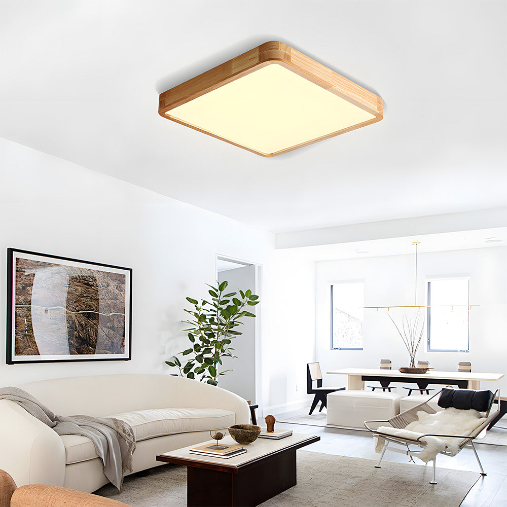 Ultra-thin Wood LED Flush Mount Ceiling Lamp