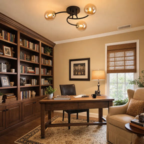 Modern Iron Glass Flush Mount Ceiling Light for Living Room