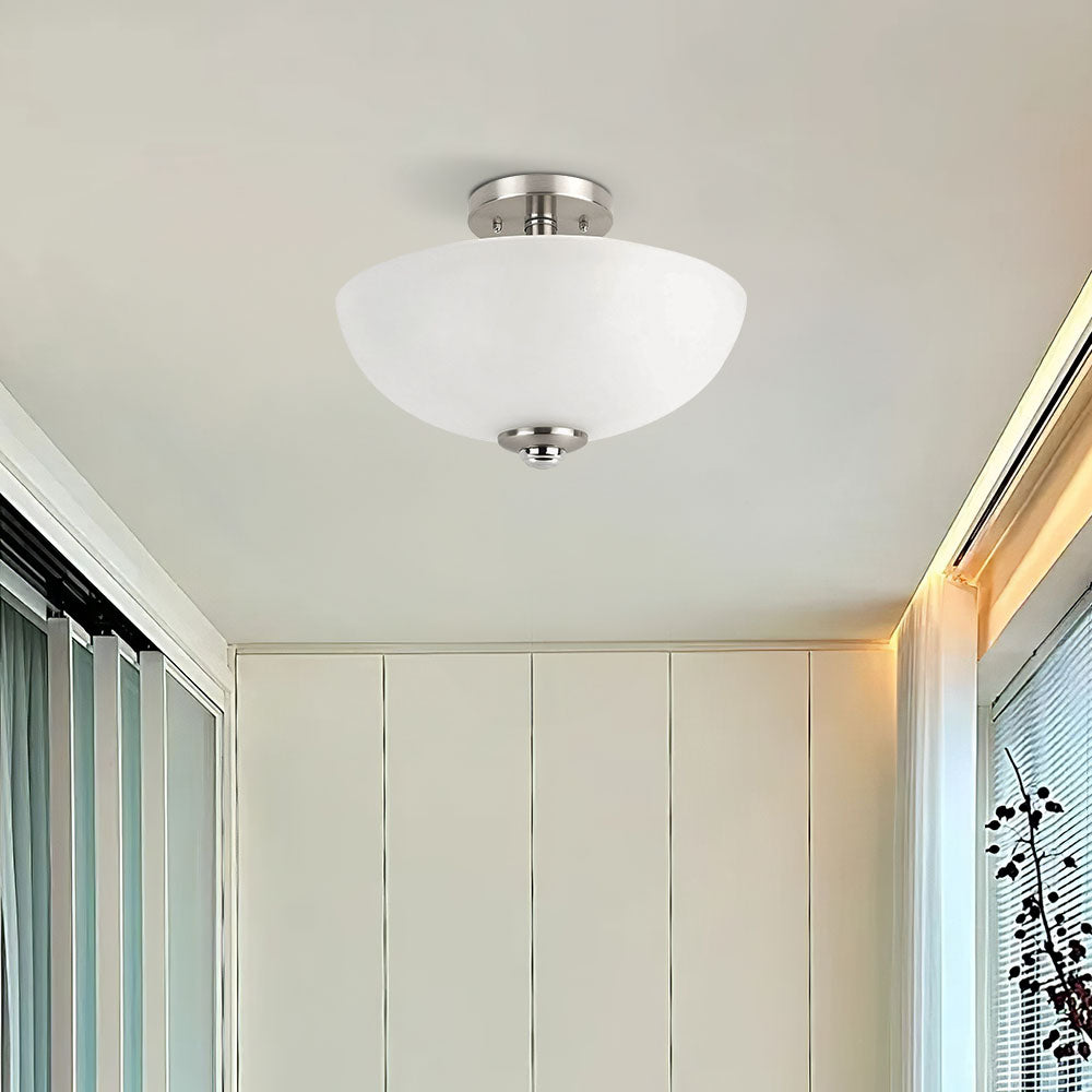 Nordic Style Frosted Glass Semi-Flush Mount Hallway Ceiling Lights