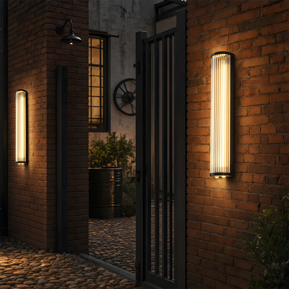 Modern Vertical Glass Stainless Steel Outdoor Wall Lights for Patio Garden