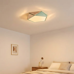 LED Dimmable Wooden Acrylic Geometric Flush Mount Ceiling Lights For Living Room