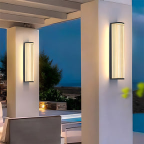 Modern Vertical Glass Stainless Steel Outdoor Wall Lights for Patio Garden