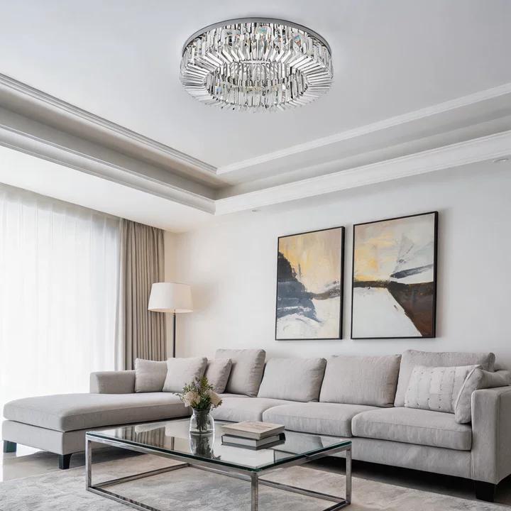Modern Crystal Flush Mount Ceiling Light Ring Chandelier for Living Room