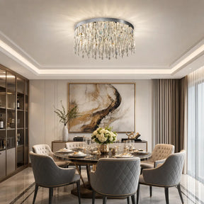 Luxury Gold Crystal Flush Mount Ceiling Light for Living Room